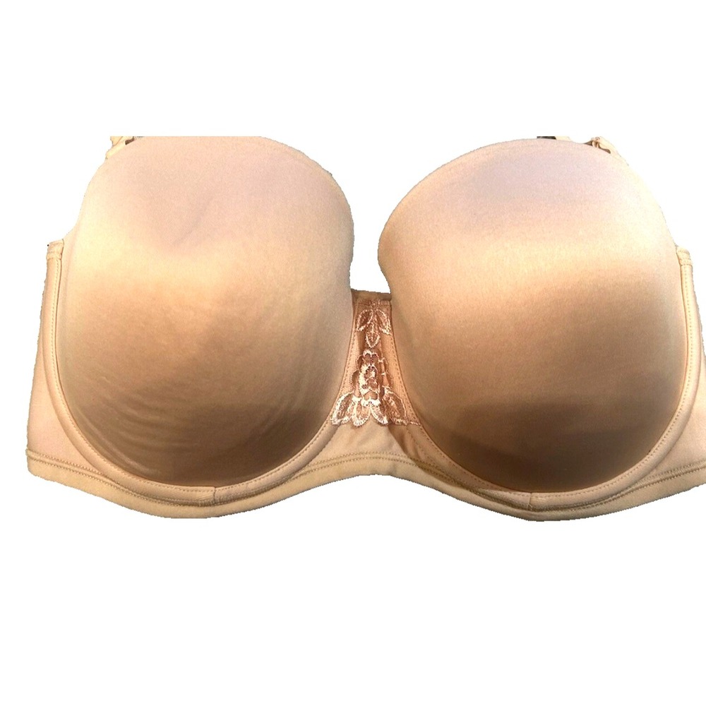 NWT Vanity Fair Strapless Bra Women 36DD Rose Beige Beauty Back 74380